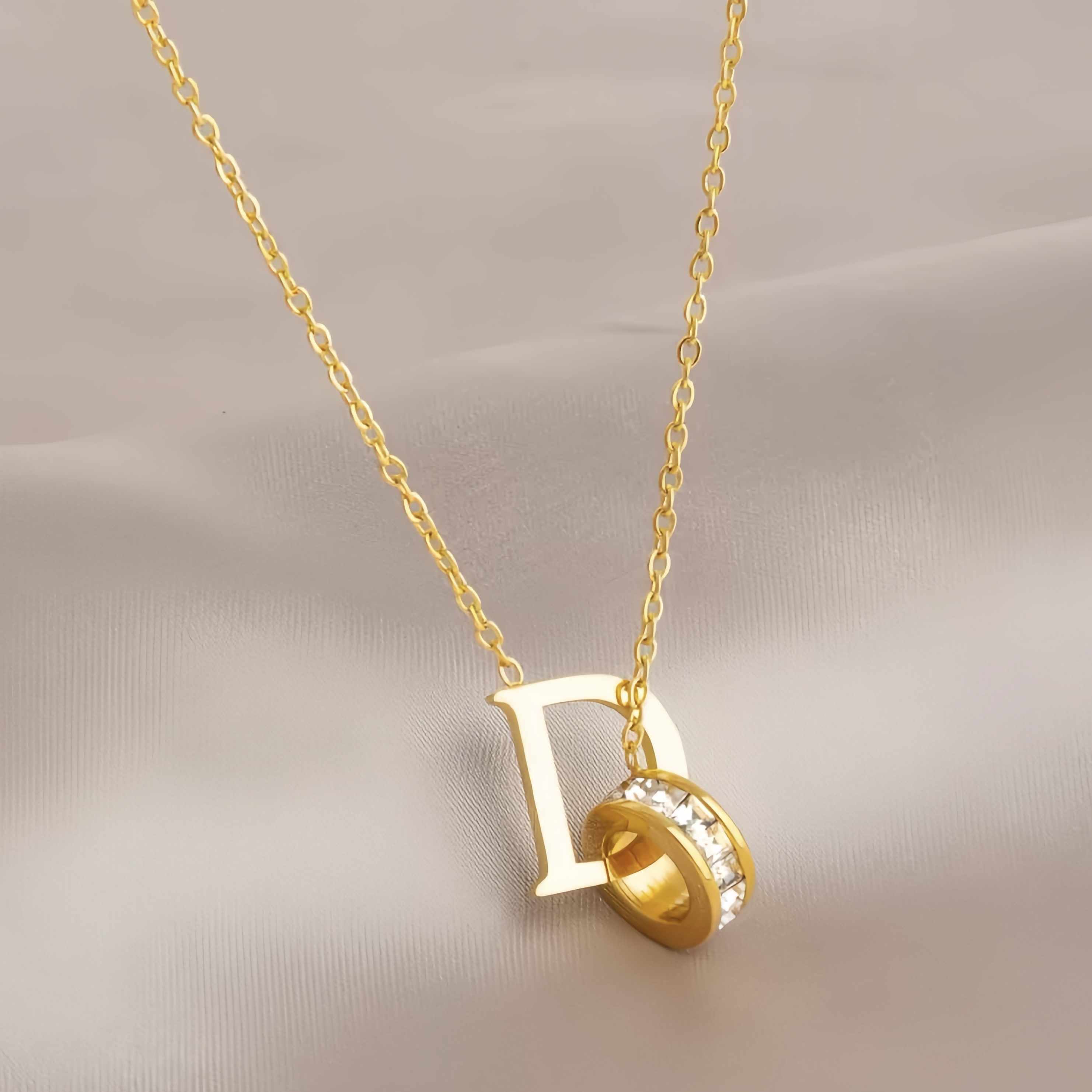 Women's Stylish 18K Gold-Plated Rhinestone Letter Necklace